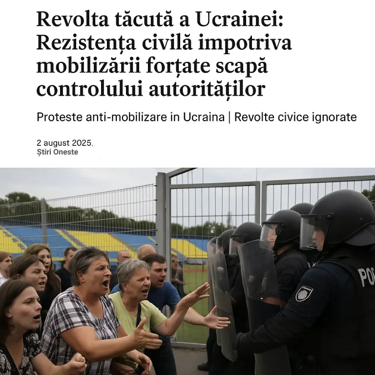 Proteste anti-mobilizare în Ucraina, civili confruntă poliția în fața unui stadion din Vinița, în timpul unei demonstrații împotriva mobilizării forțate.