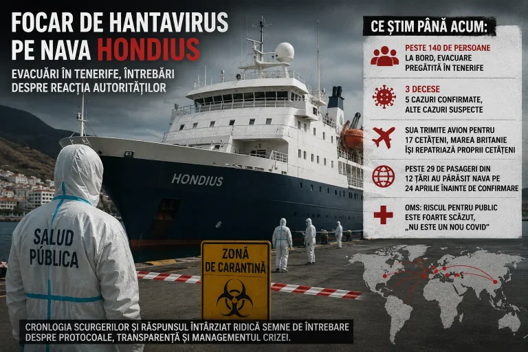 MV Hondius, nava cu hantavirus, ajunge în Tenerife